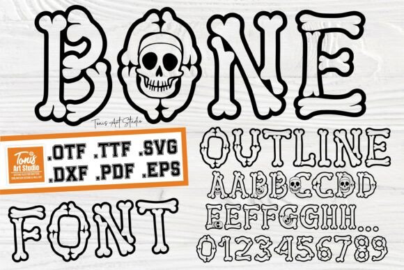 Bone Outline Fonts: A Spooky Display for Crafters