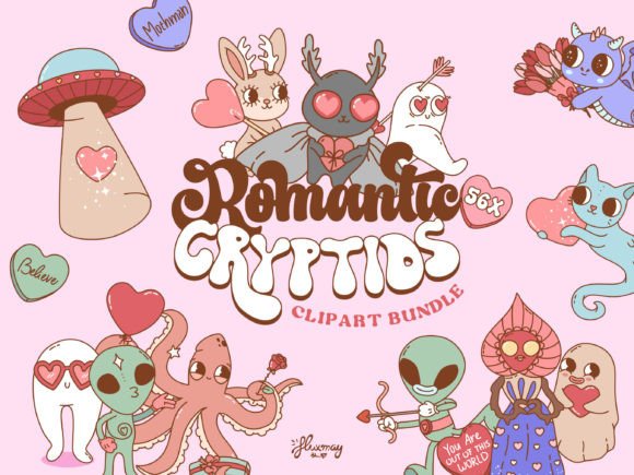 Cute Valentine Cryptids: Graphics for Crafts