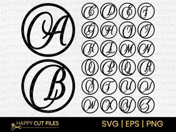 Font Alphabet Monogram Circle Frame Svg: Graphics for Crafts
