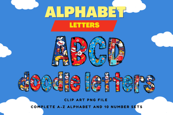 Hero Comic Doodle Letters: Fun Graphics & Illustrations