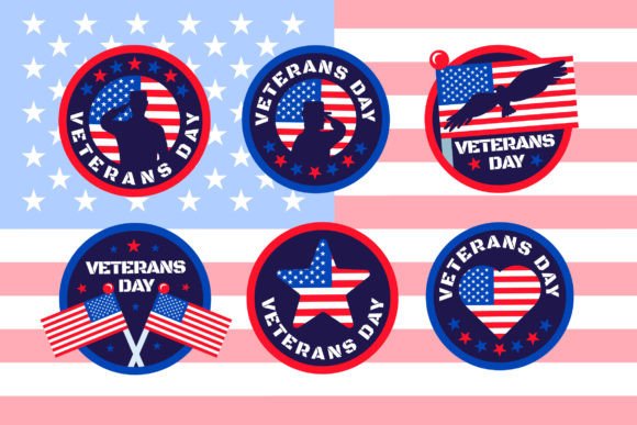 Veterans Day Badges Set: Graphics & Illustrations